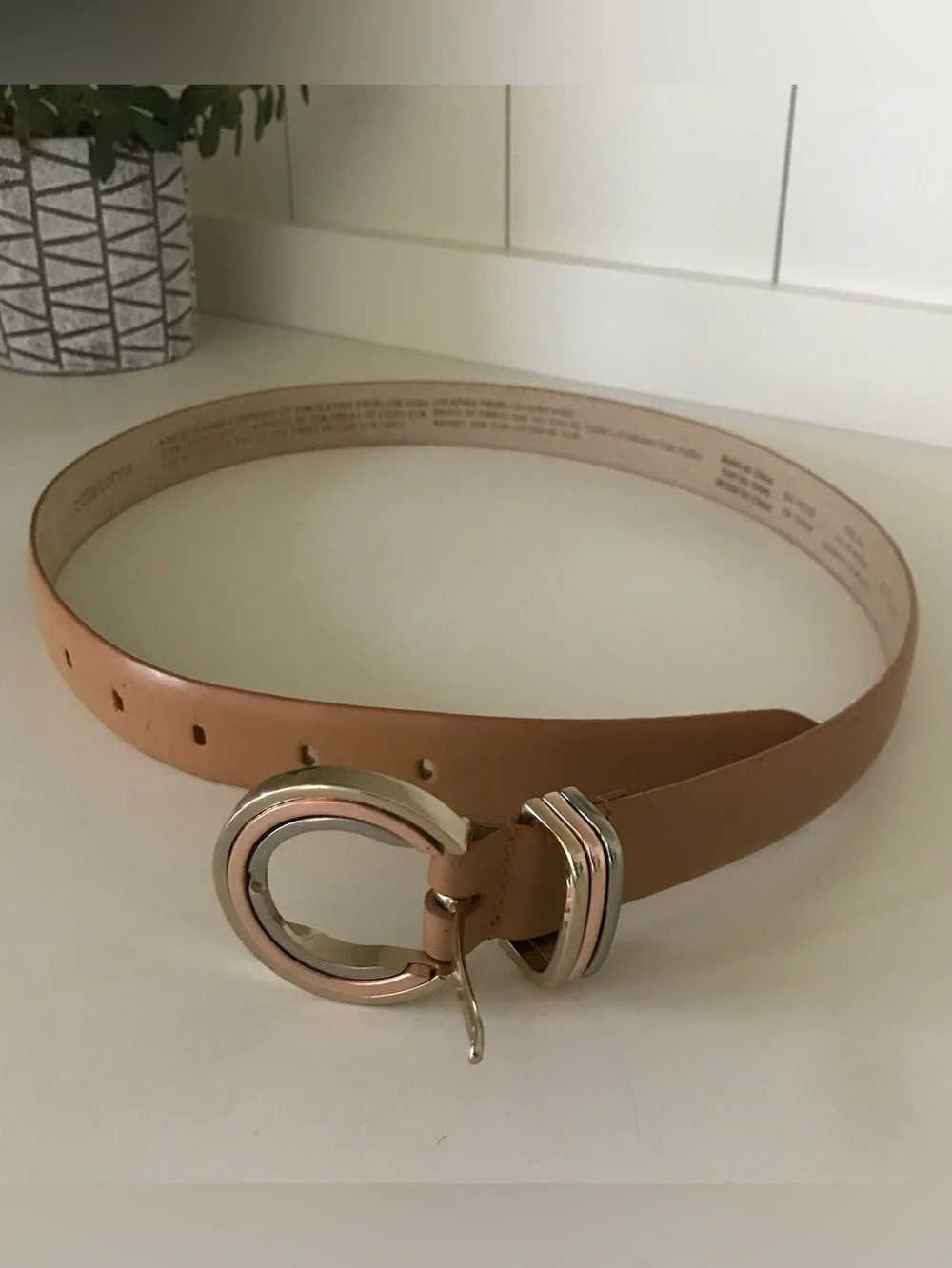 Liz Claiborne Tri-Metal and Caramel Leather Belt